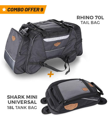 Combo 9: Rhino 70L Tail Bag + Shark Mini Universal 18L Tank Bag GuardianGears